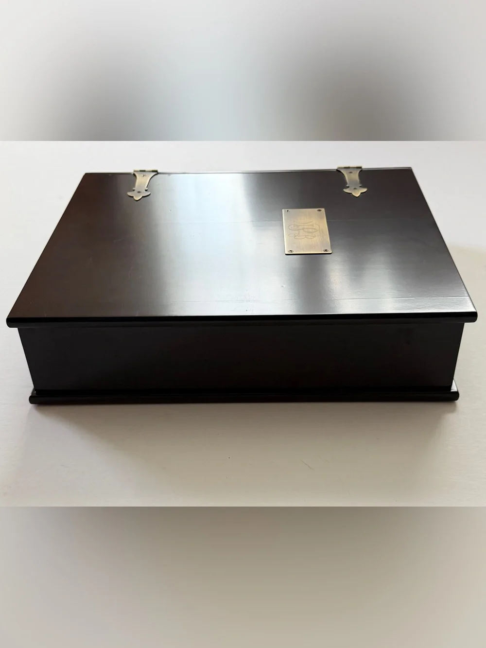 Bombay Hinged Bible Book Memory Wood Box Brass Hinges & Plate Keepsake Bookcase